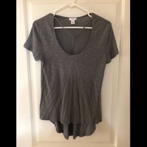 BP Grey Top with String detail on neckline size L